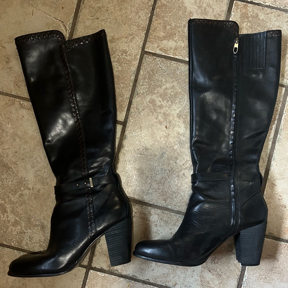 UGG Black Heeled Leather Boots